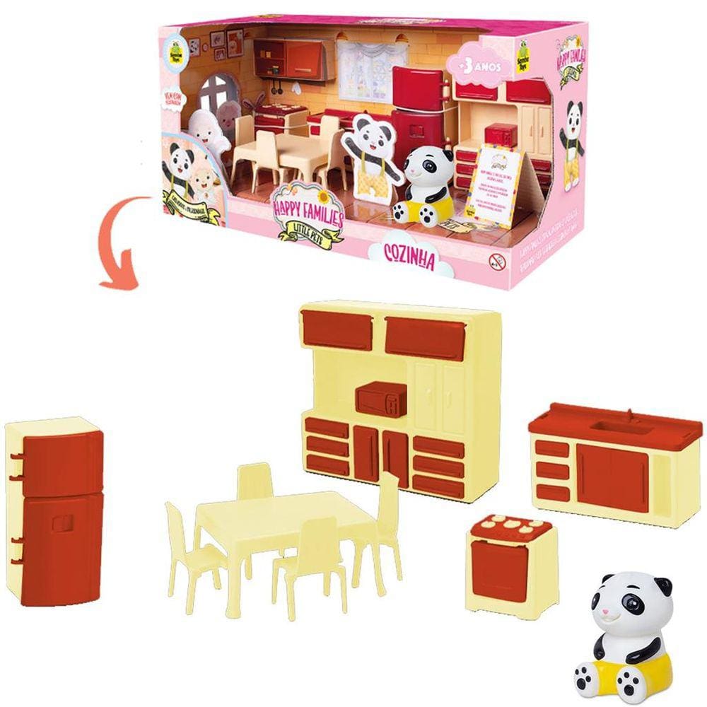 Happy Families Cozinha com Acessórios e Panda Samba Toys