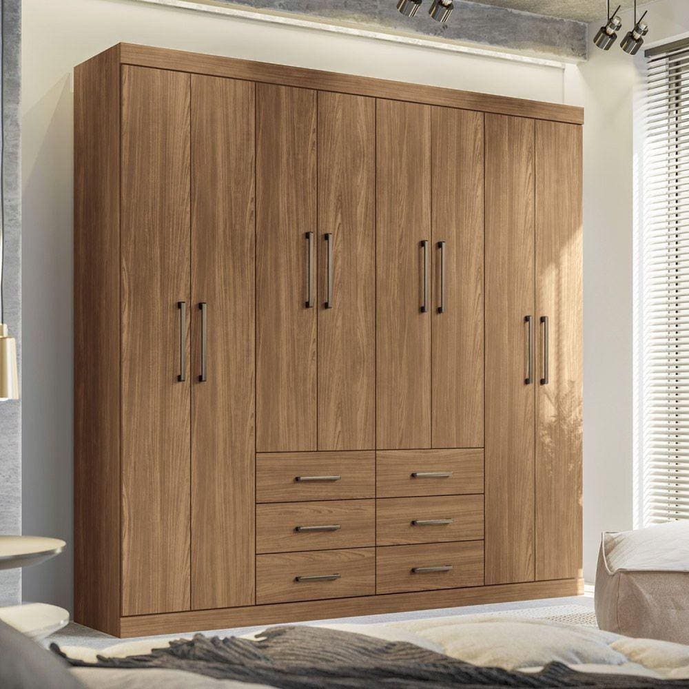 Guarda Roupa Casal 8 Portas 6 Gavetas 212cm Liverpool Jatoba