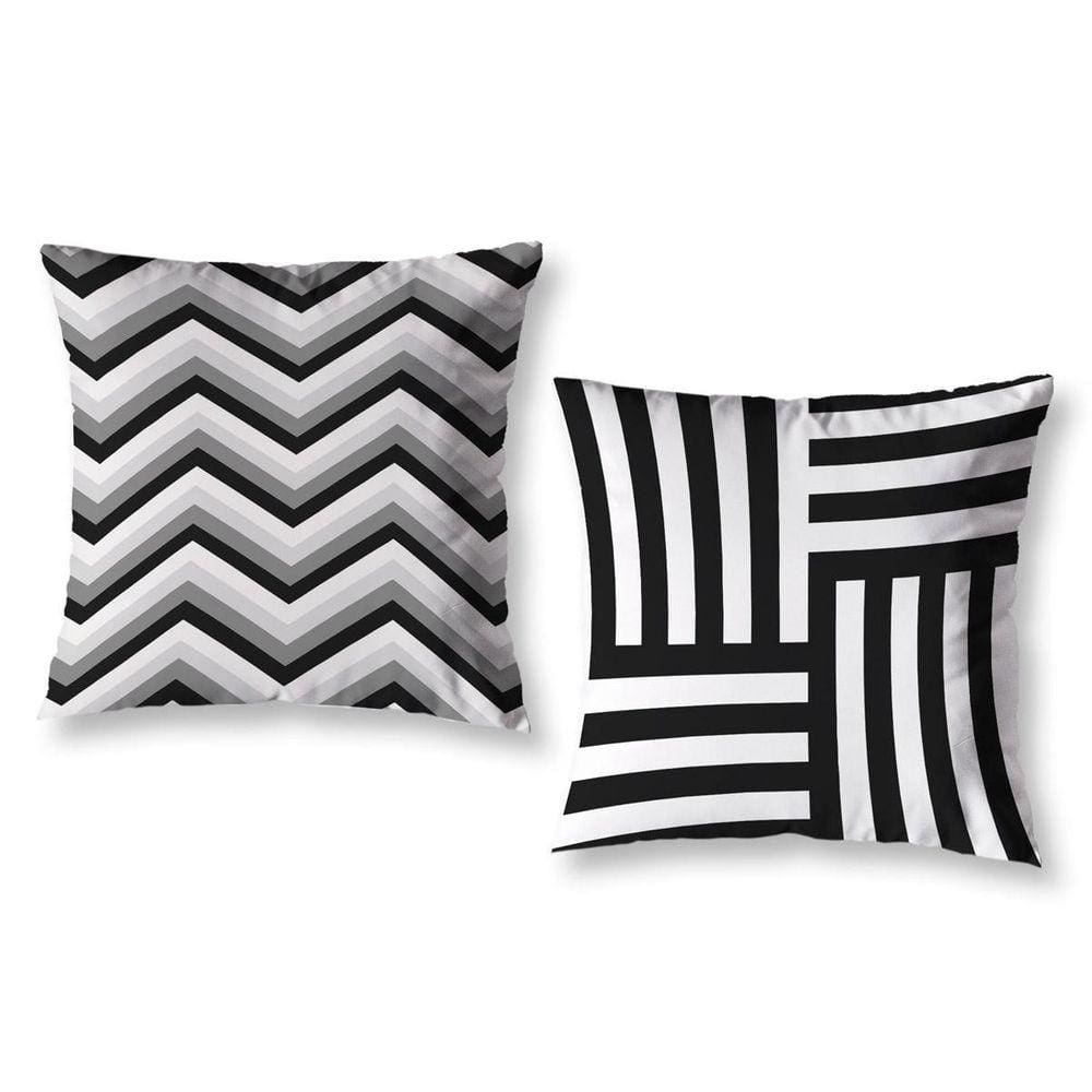 Kit 2 Almofadas Cheias 40Cm X 40Cm Estampadas Geo Preto