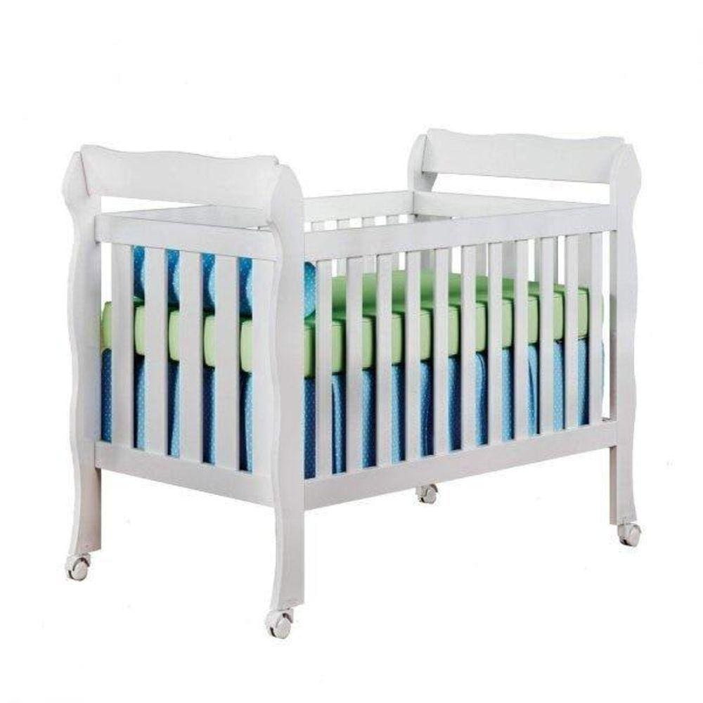 Berço Mini Cama Lila Carolina Baby Branco Brilho