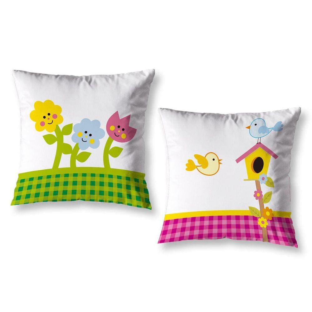 Kit 2 Capas De Almofada Infantil 40Cm X 40Cm Zíper Florzinha
