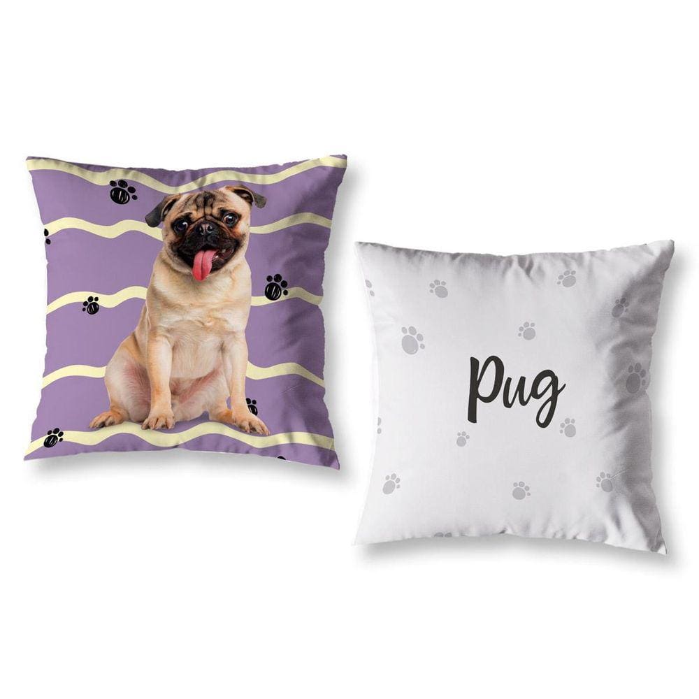 Kit 2 Almofadas Cheias 40Cm X 40Cm Estampadas Cachorro Pug
