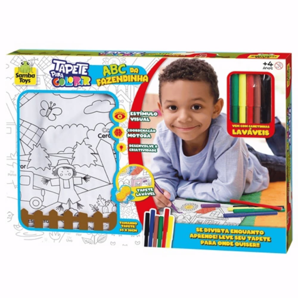 Tapete de Pintura ABC Fazendinha Caneta Laváveis Samba Toys
