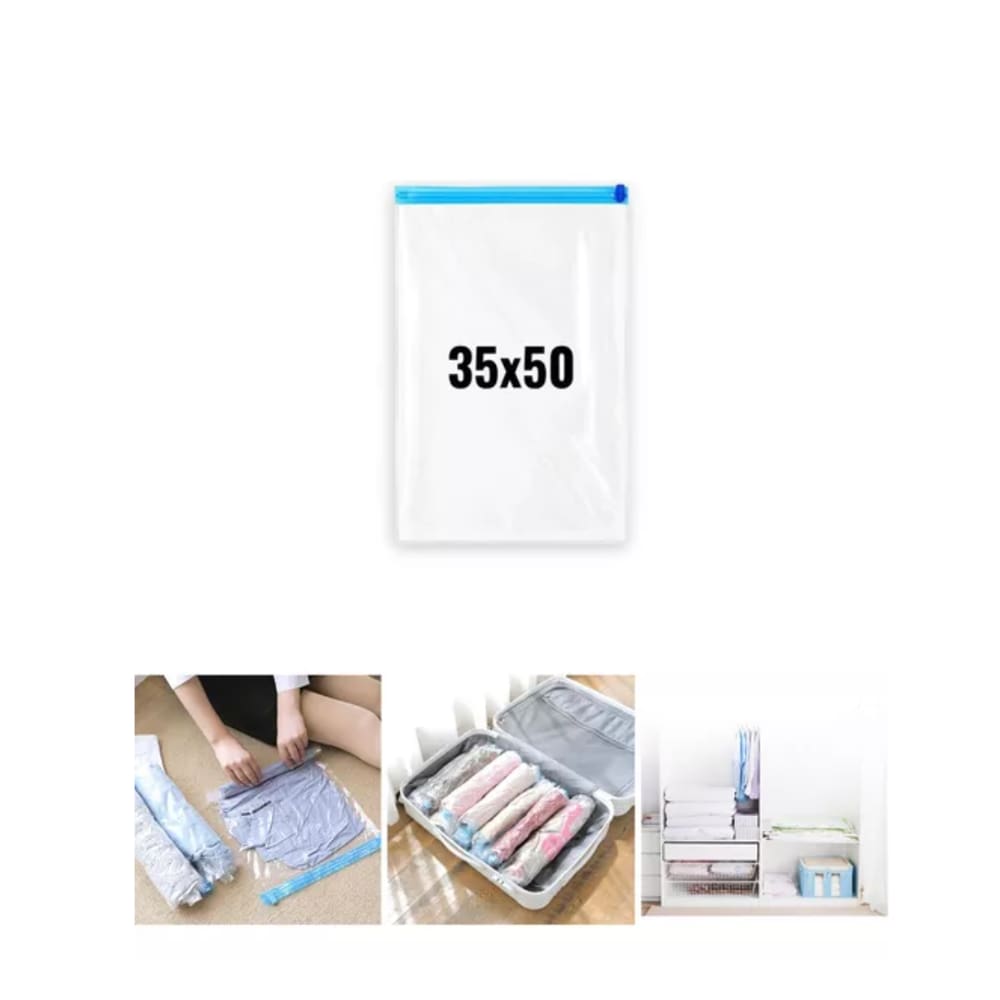 Kit 05 Saco Organizador Vácuo Para Viagem Roupa Mala 35x50