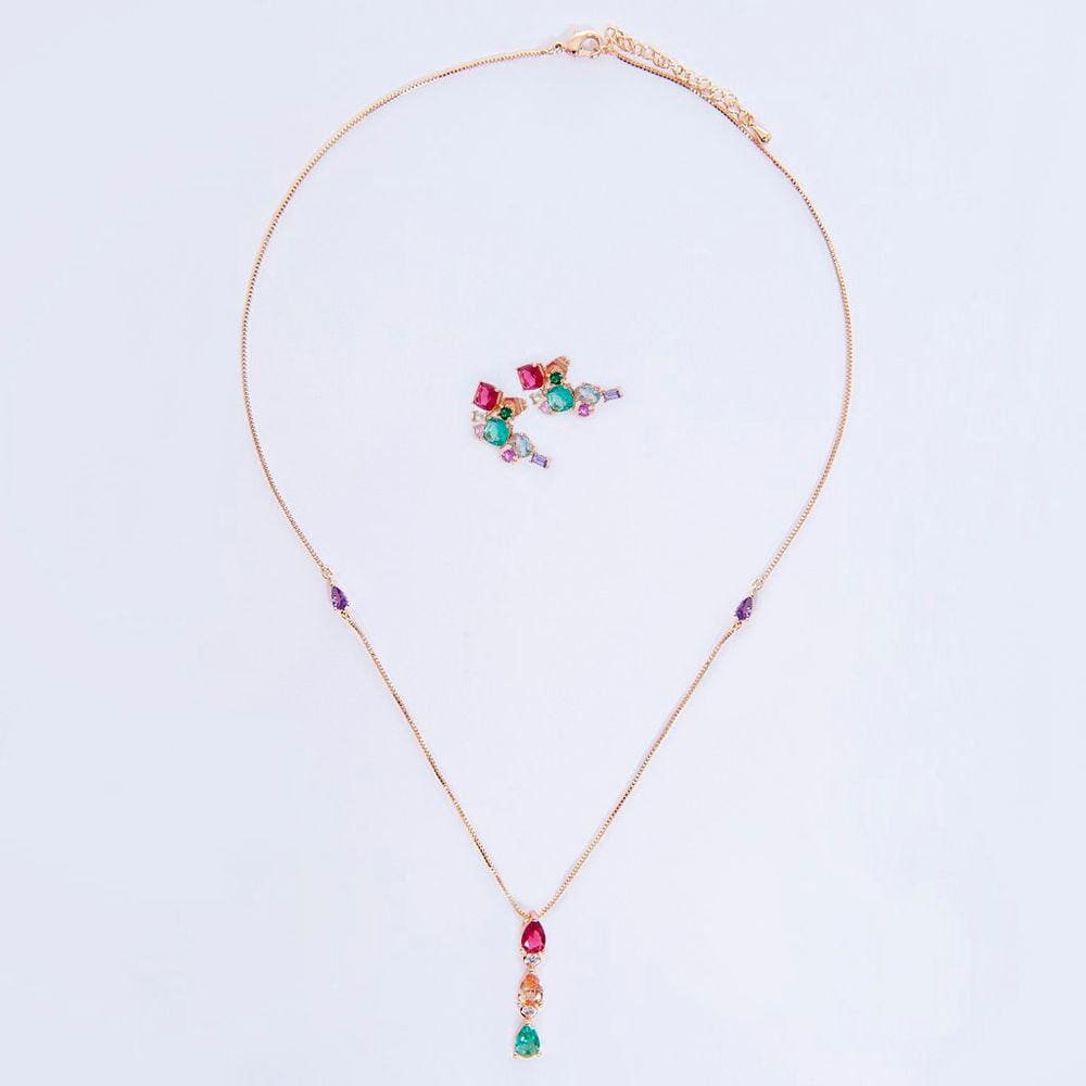 Conjunto de Colar e Brincos Zircônias