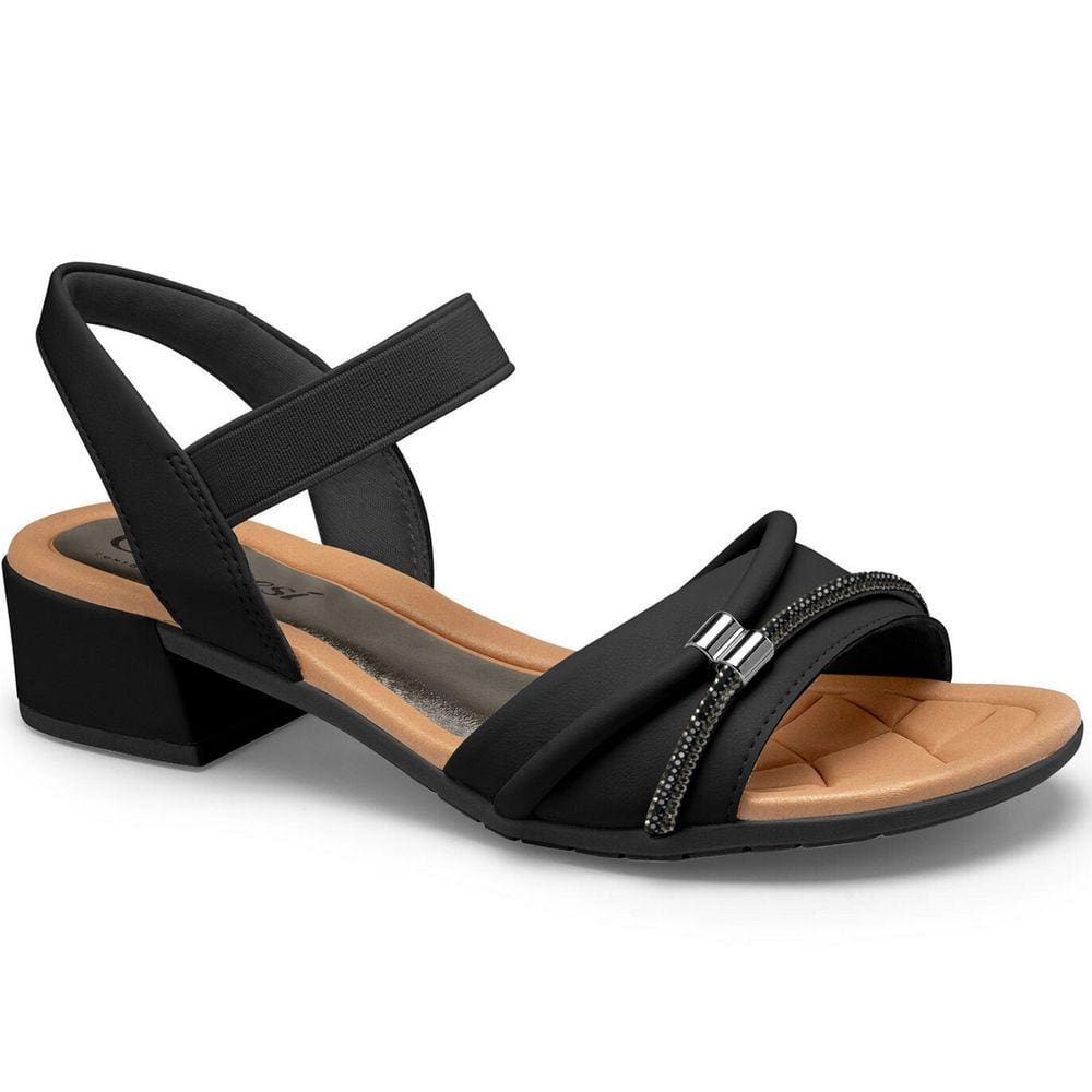 Sandalia Salto Baixo Comfort Campesi Elastico Brilho L9435