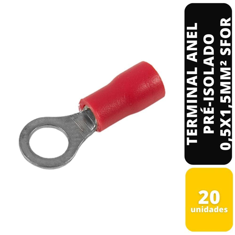 Kit C/20 Terminal Anel Vermelho Pré-Isolado 0,5x1,5mm² Sfor