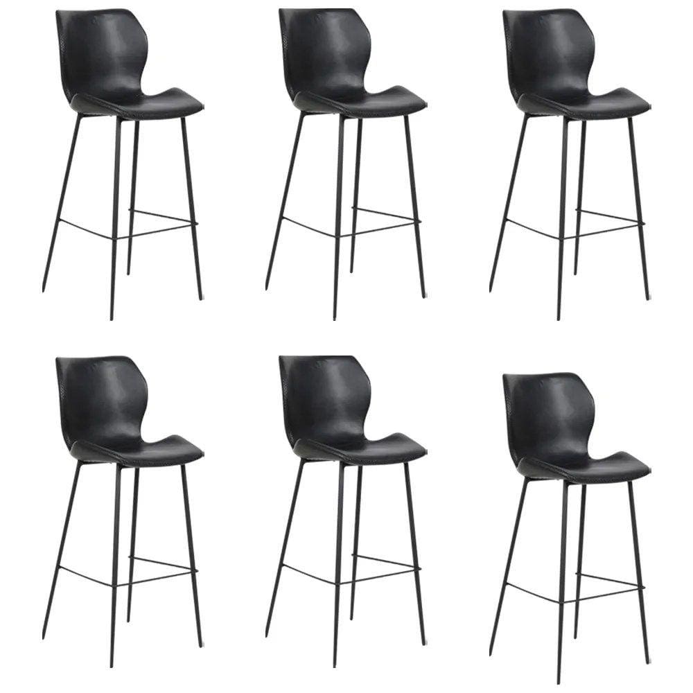 Kit 6 Banquetas Alta com Encosto para Bancada Cozinha Penha R02 PU Preto - Mpozenato