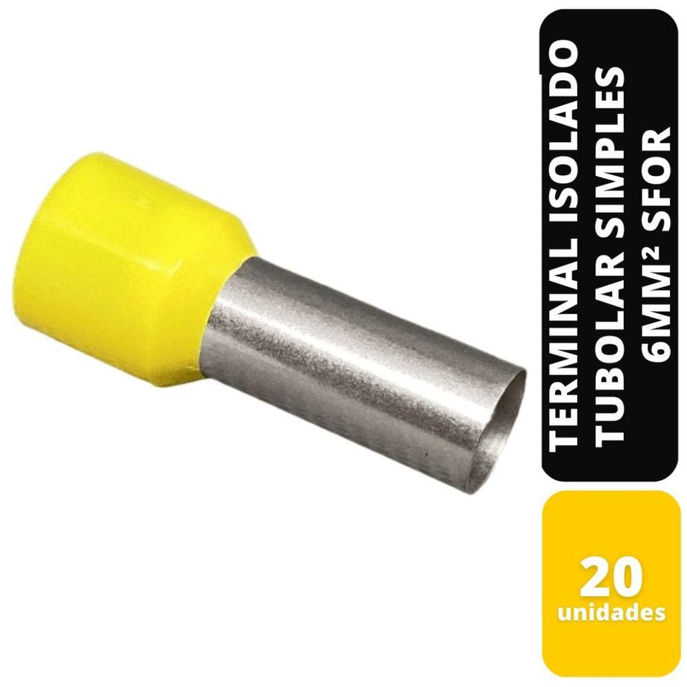 Kit C/20 Terminal Isolado Tubolar Simples Am 6Mm² Sfor