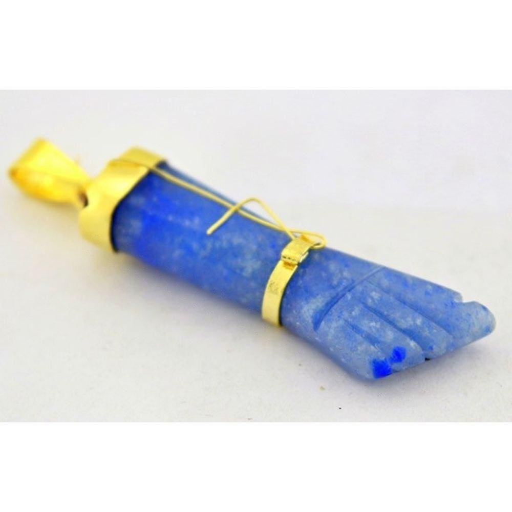 Colar Figa Mineral Quartzo Azul Montagem Envolto Dourado