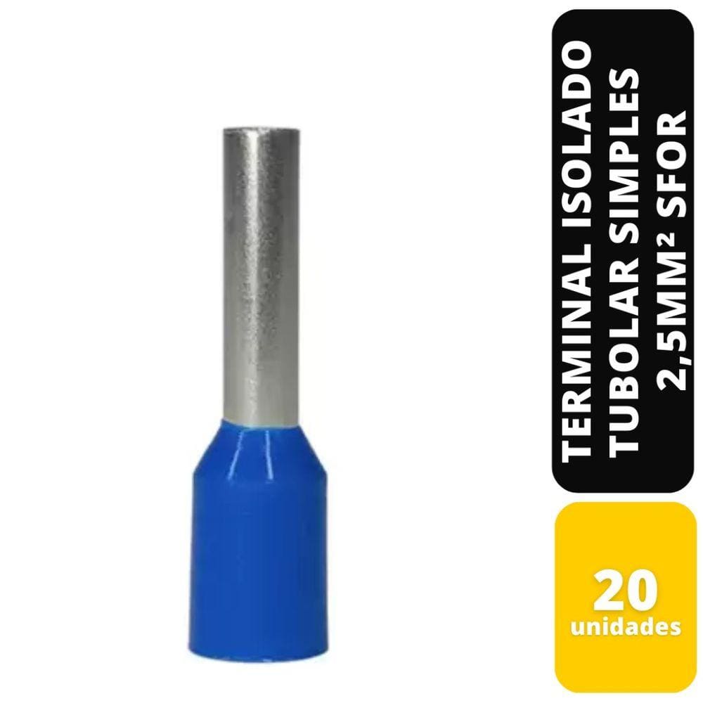 Kit C/20 Terminal Isolado Tubolar Simples Az 2,5Mm² Sfor