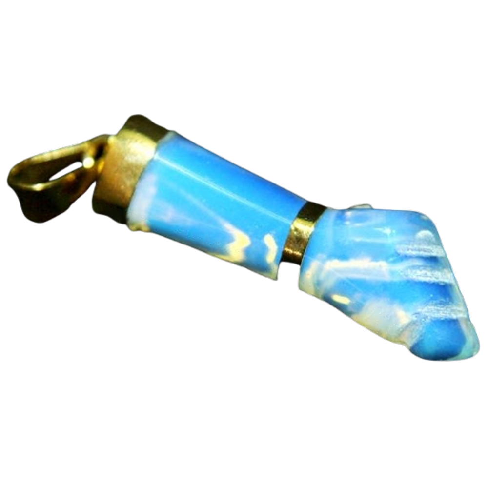 Colar Figa Opalina Pedra da Lua Montagem Envolto Dourado