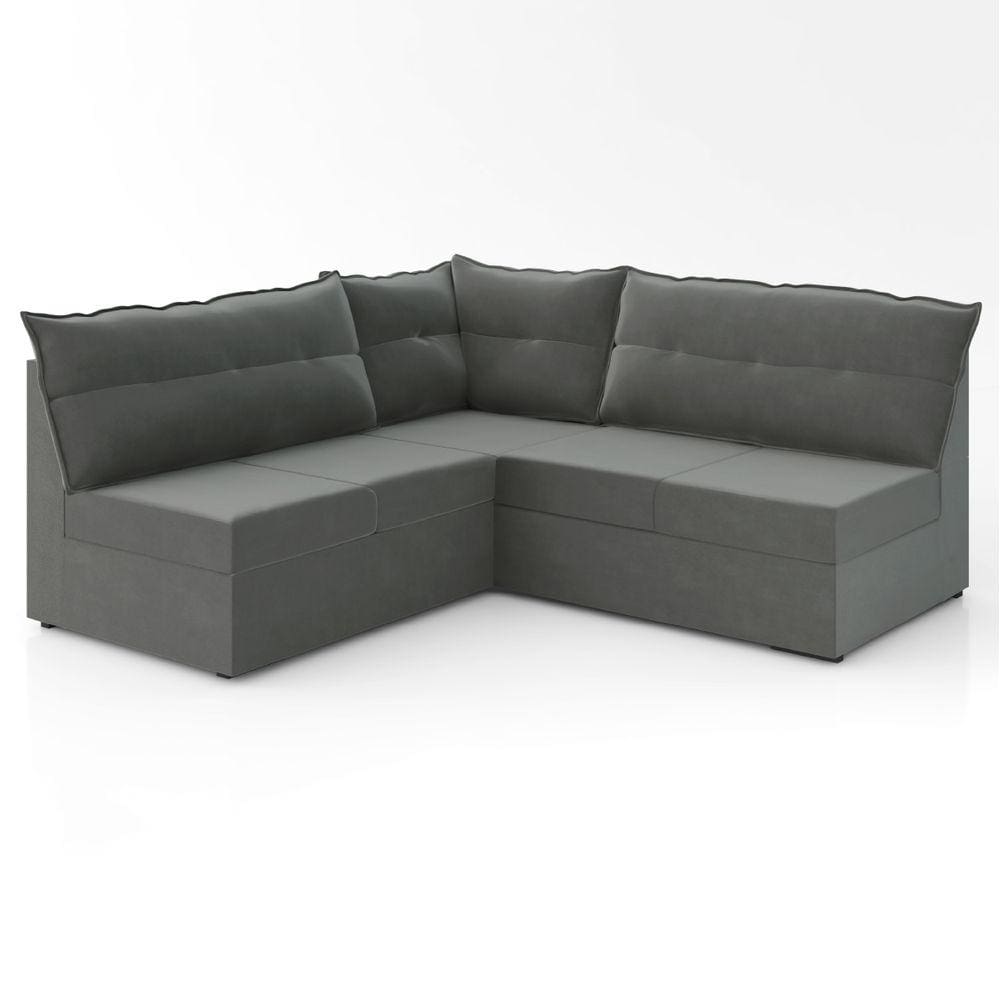 Sofá de Canto 5 Lugares Renaut Suede Cinza Mamflex
