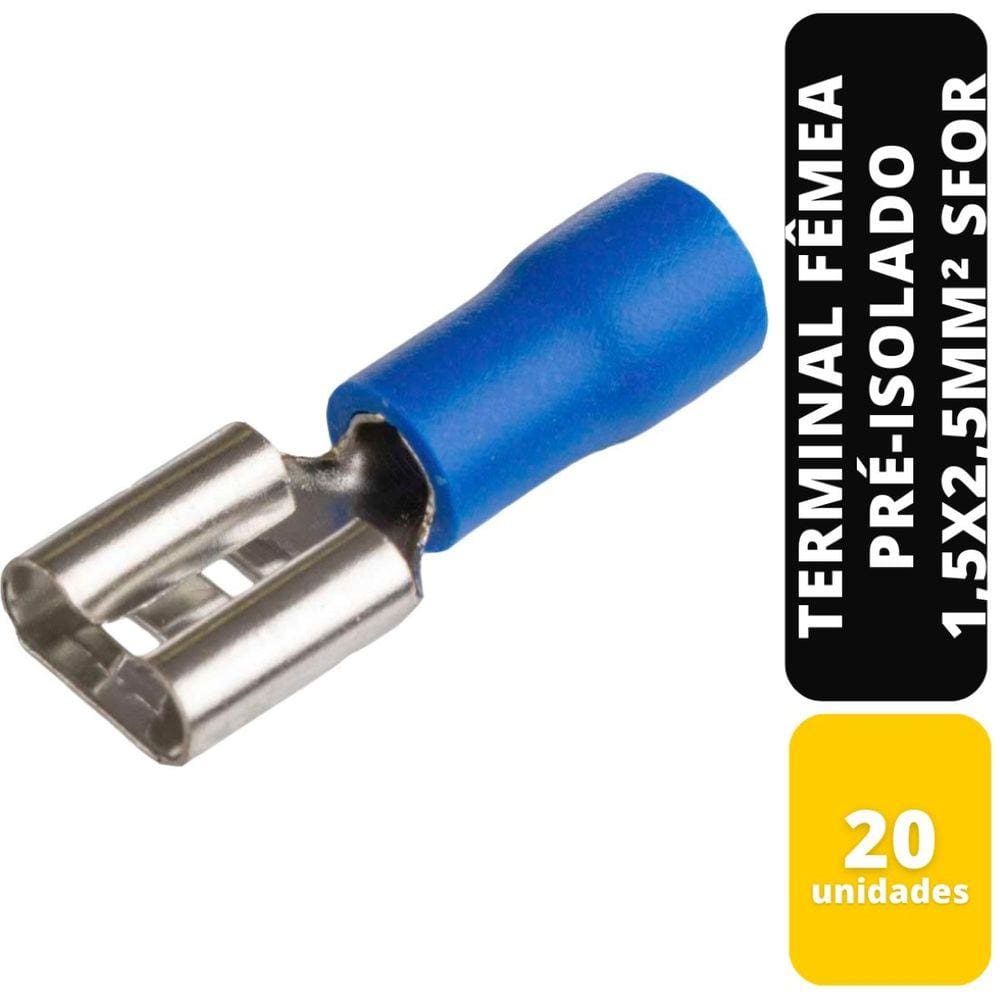 Kit C/20 Terminal Fêmea Pré-Isolado Azul 1,5x2,5 mm² Sfor