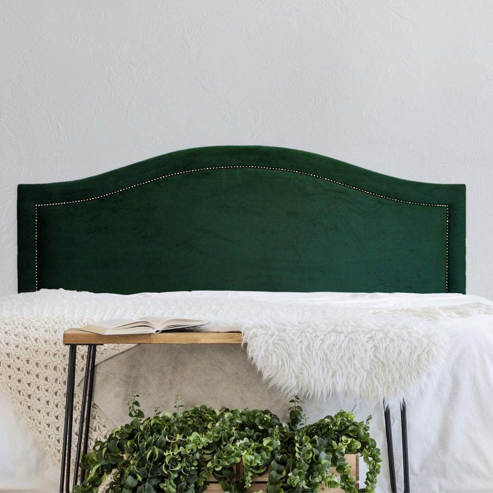 Cabeceira King Estofada para Cama Box Curva Luxo com Tachas 193x60cm Verde/Fumê