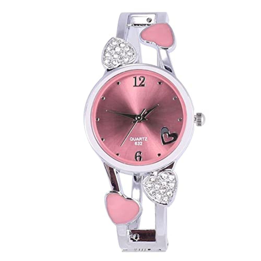 Relógio Feminino Pulseira Bangel com Strass Redondo, Aço Inoxidável, na Caixa
