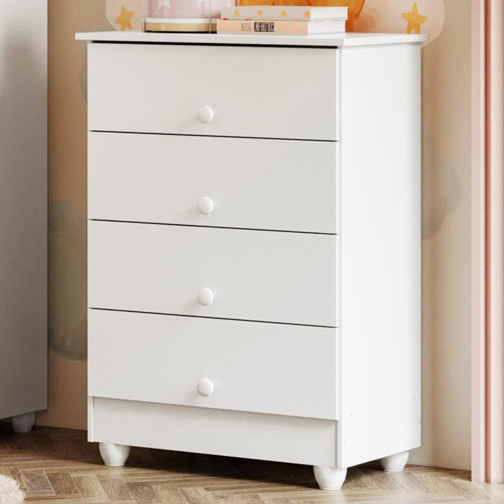 Cômoda de Bebê 100% MDF 4 Gavetas Soft Life Branco