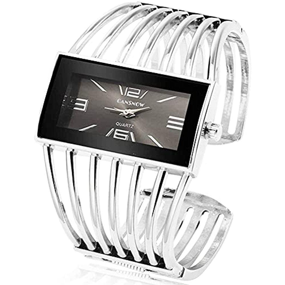Relógios Femininos de Luxo, Pulseira Retangular, Negócios e Moda Casual (Prateado)