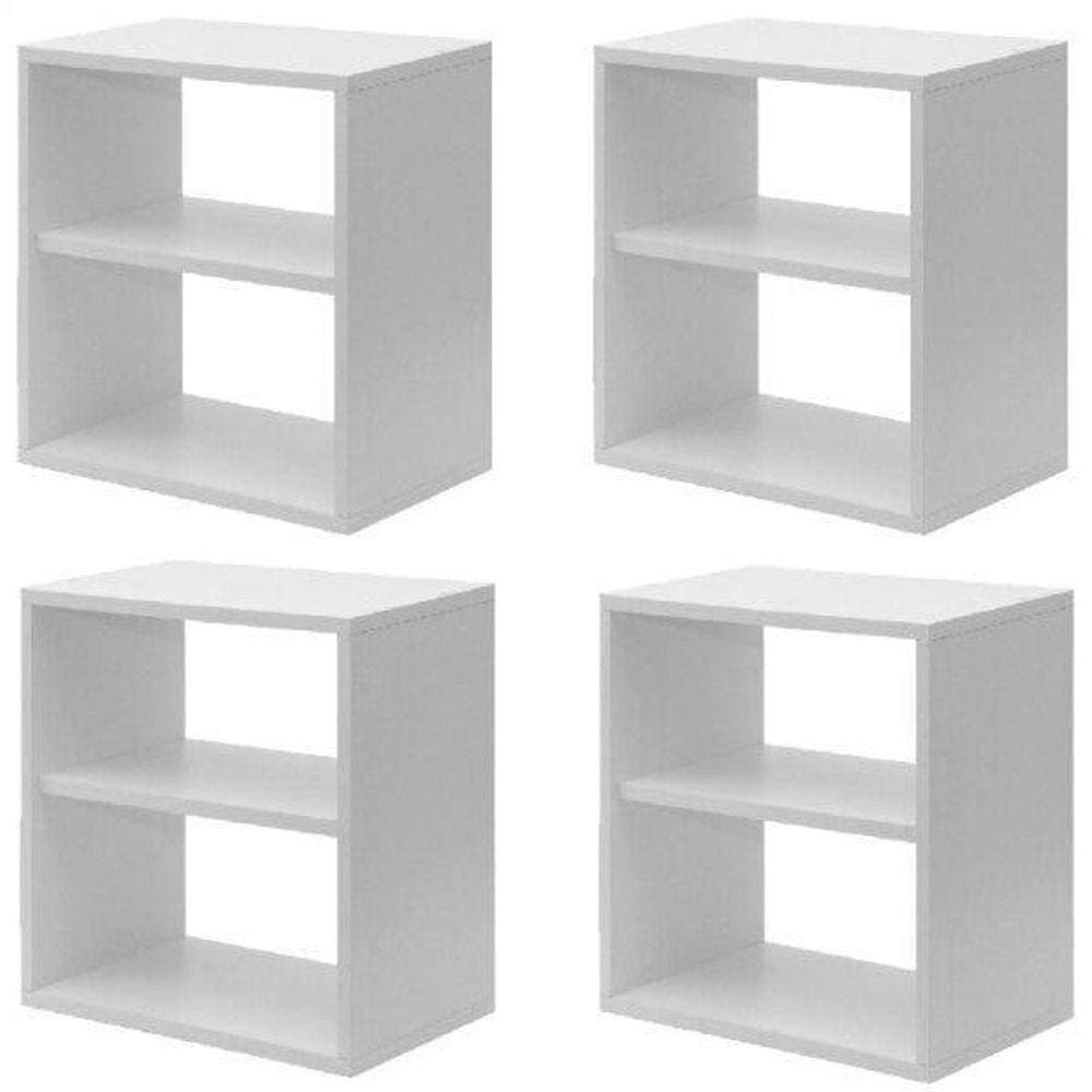 Kit Infantil 4 Nichos Cubo com Prateleira Lema Kit Cubos Baby Espresso Móveis Branco