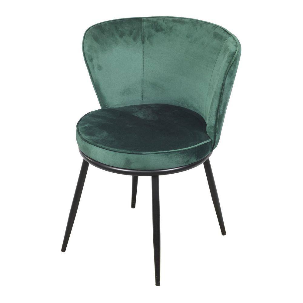 Cadeira Nanda em Veludo Verde Escuro e Base Preta Verde Escuro