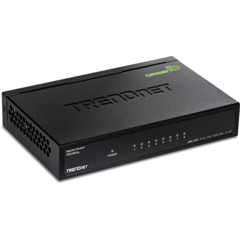 Switch de Rede Ethernet TRENDnet, 8 Portas Gigabit GREENnet, 8 x 10-100-1000 Mbps, 16 Gbps, Proteção Vitalícia