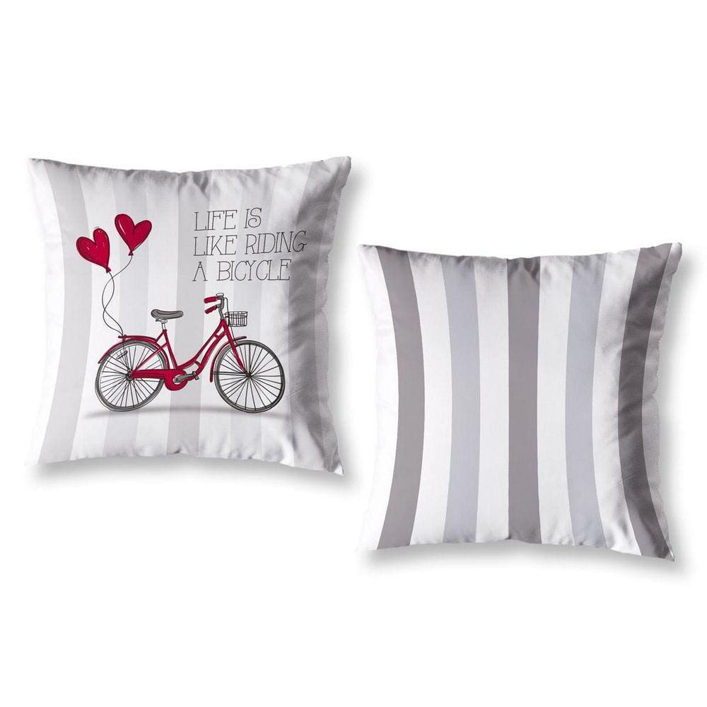 Kit 2 Capas De Almofada 40X40 Estampadas Vintage Bike Branco