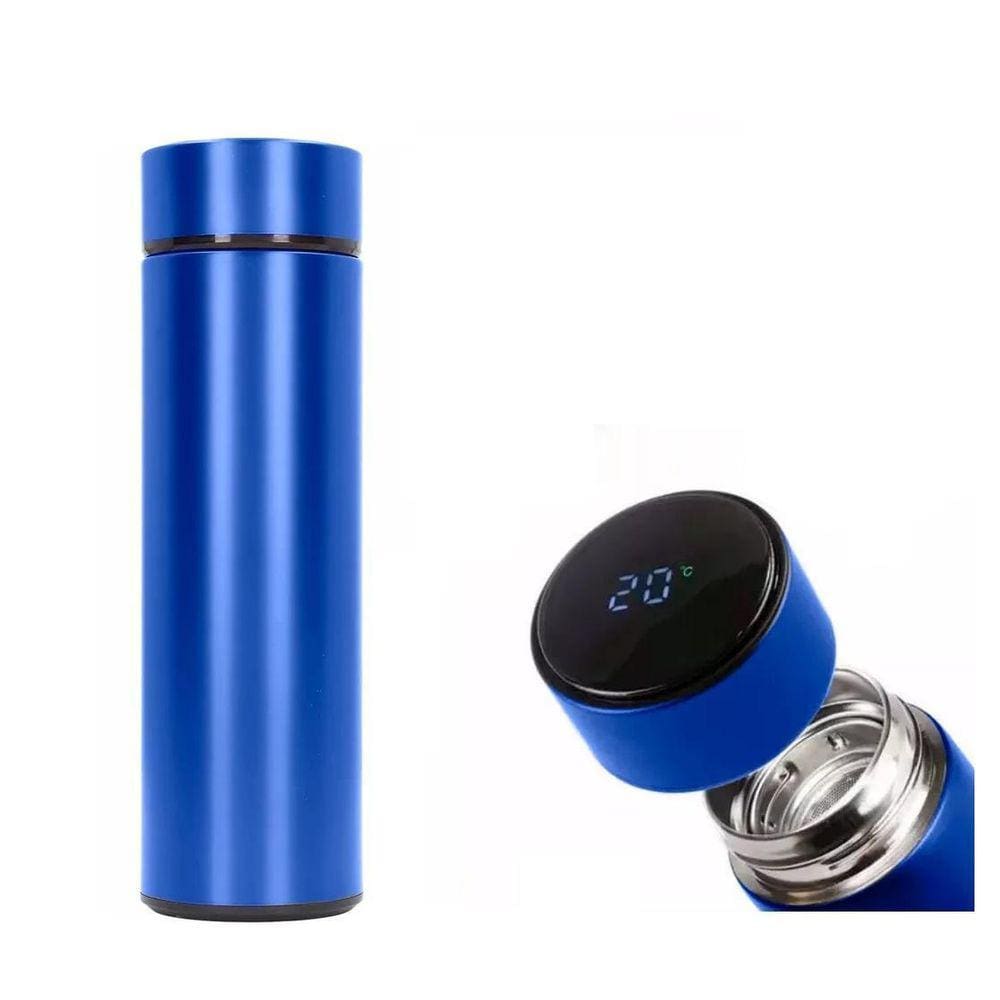 Garrafa Térmica Em Aço Inox Com Termômetro Digital 480Ml Led