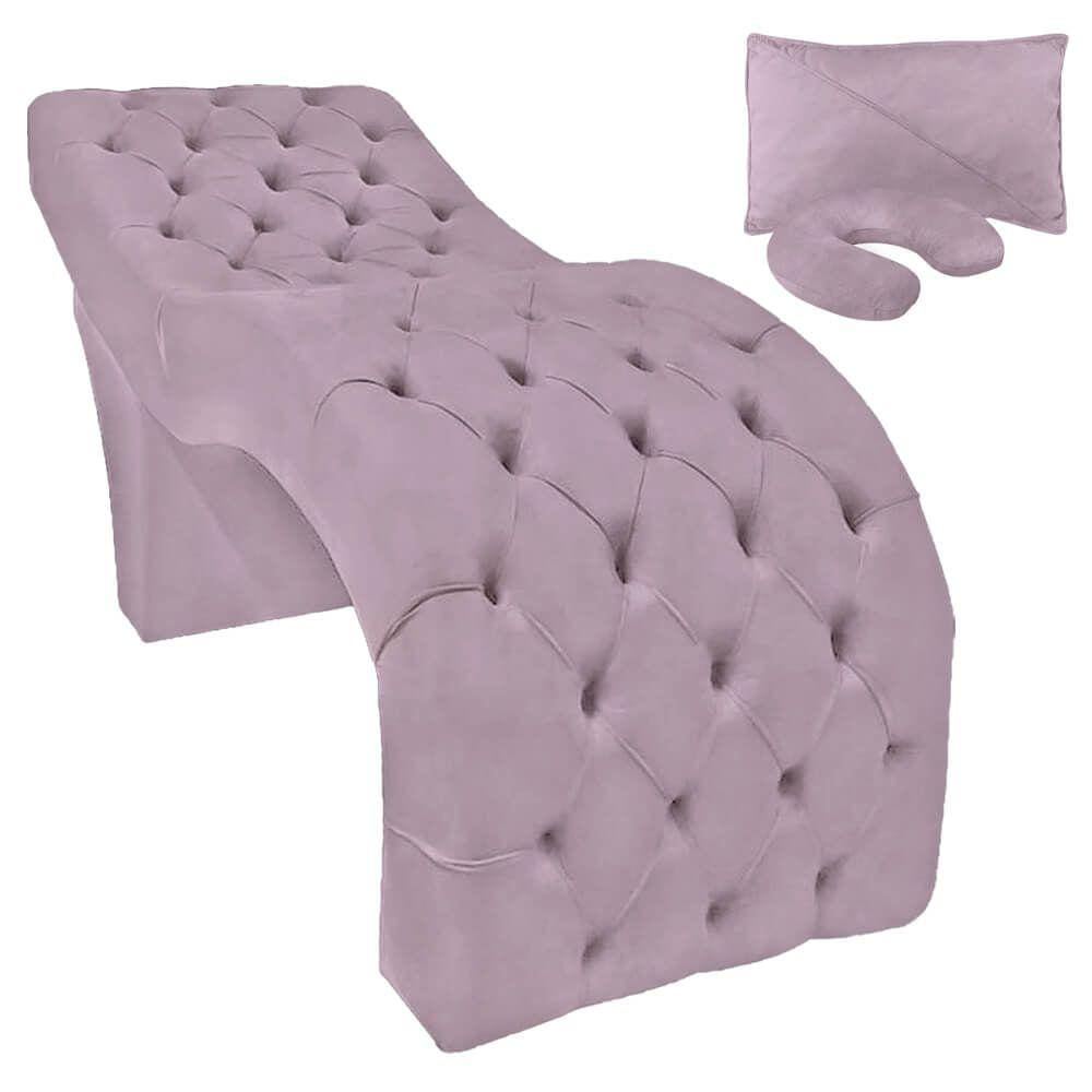 Maca Cama Estética Estofada para Design Cílios Sobrancelhas Veludo Rose SOFA STORE