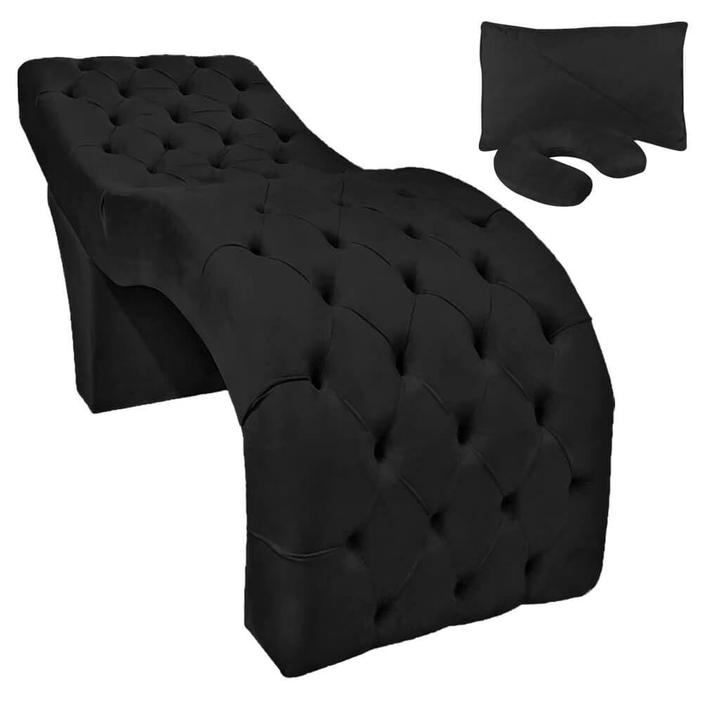 Maca Estética Facial Capitonê Largura 70cm Espuma D26 Veludo Preto SOFA STORE