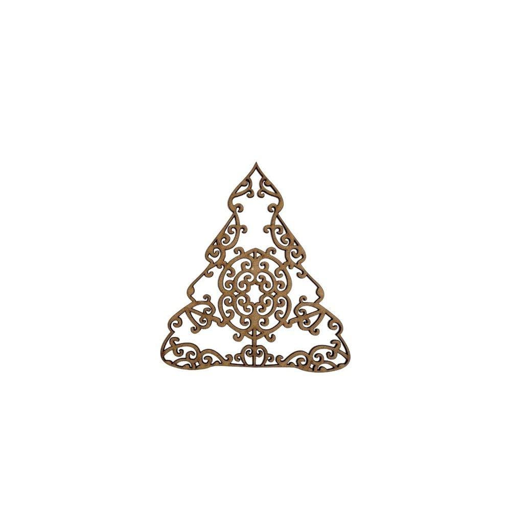 Aplique árvore/ Pinheiro vasado arabesco 12cm- Jeito Próprio Artesanato