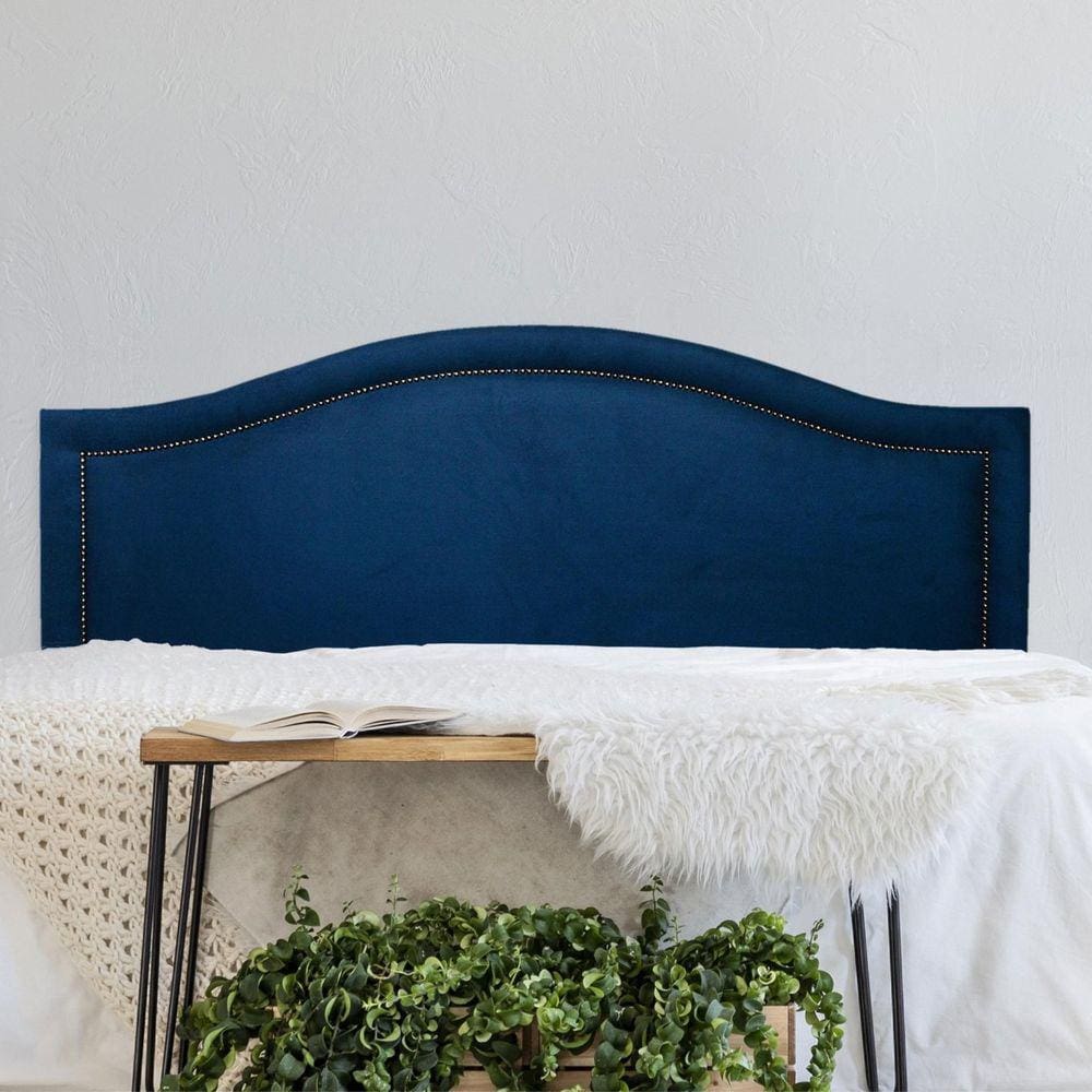 Cabeceira King Estofada para Cama Box Curva Luxo com Tachas 193x60cm Azul/Fumê