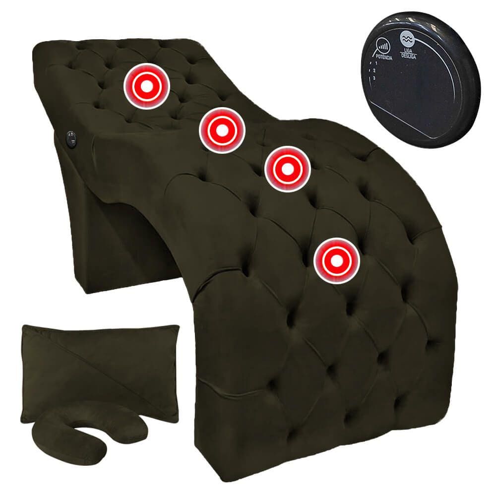 Maca Fixa Ergonômica para Estética Design Cílios com Massagem Veludo Marrom SOFA STORE