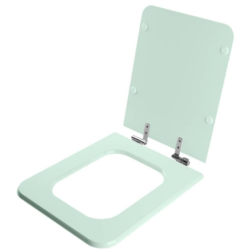 Tampa De Vaso Laqueado Soft Close Square Verde Claro