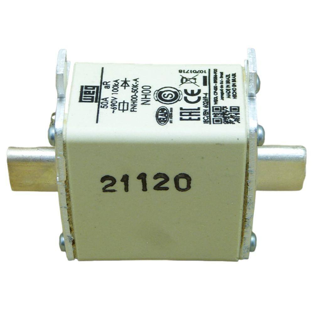 Fusível Ultra Rápido Weg Classe Ar FNH00-50K-A 50 Amperes (Tipo Nh00)
