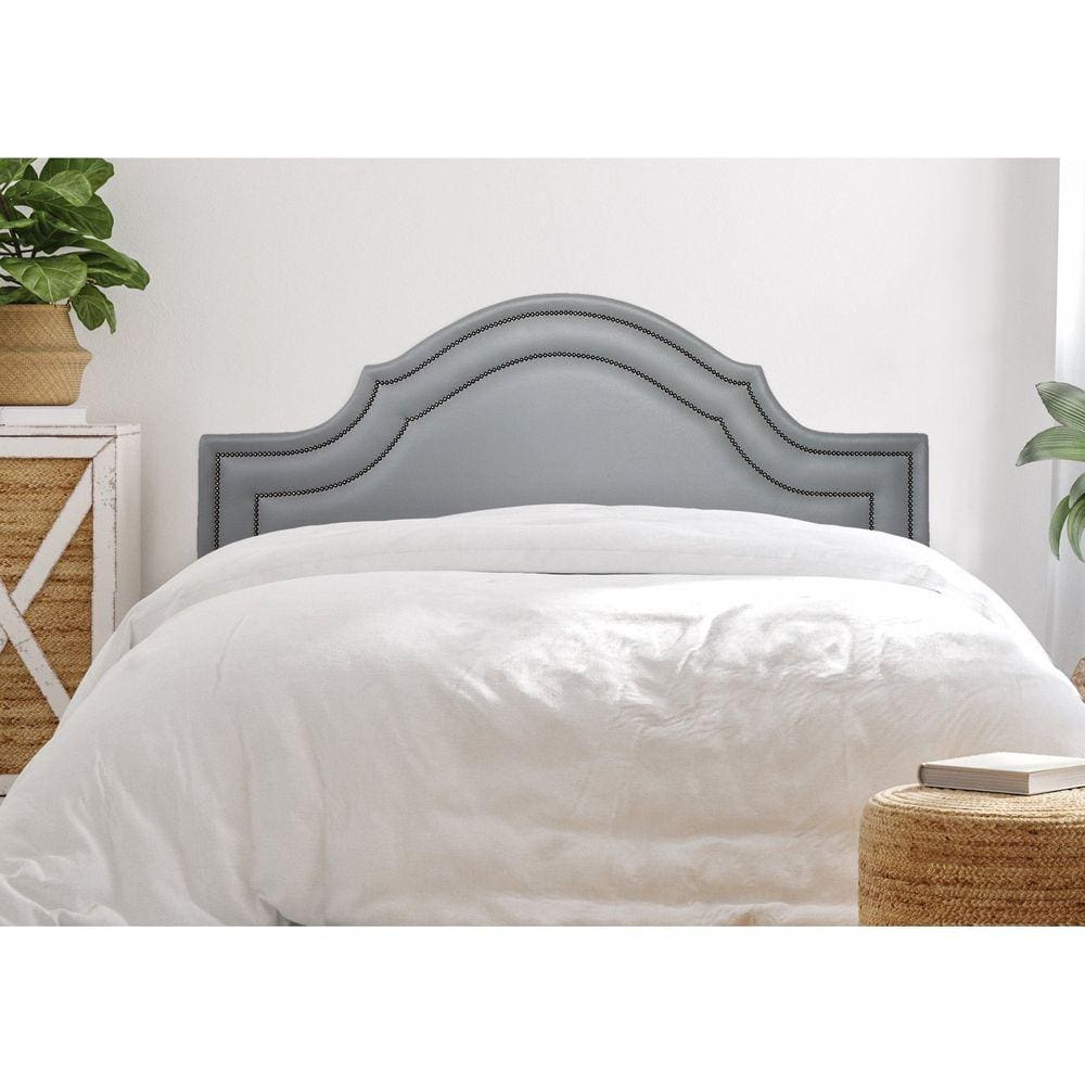Cabeceira Queen Estofada para Cama Box com Tachas 160x60cm Provençal Luxo Dupla Cinza/Fumê