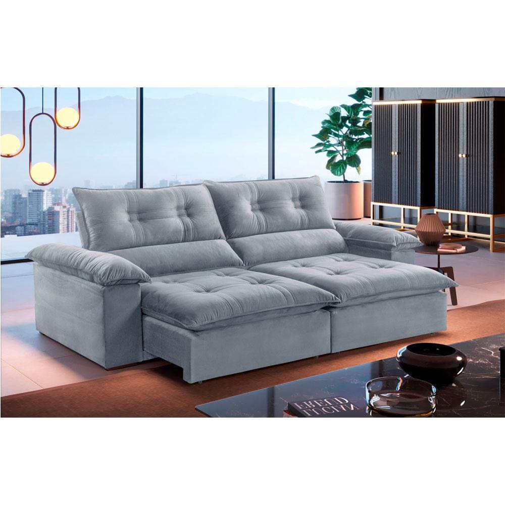 Sofá Retrátil e Reclinável Atenas 2,30m 04 Lugares Mola Ensacada TXR