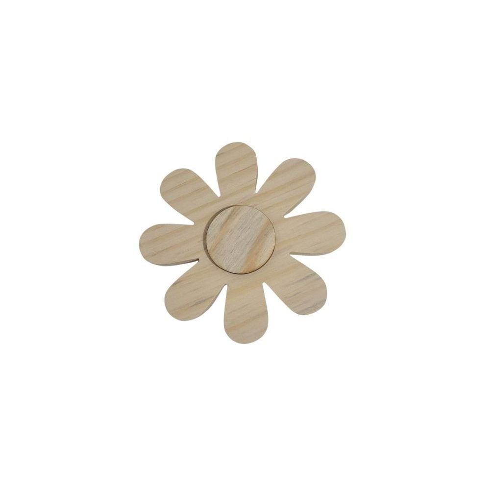 Enfeite Flor Margarida 15cm em pinus -Jeito Próprio Artesanato