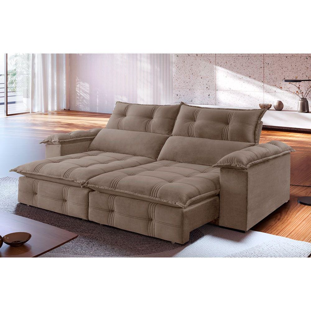 Sofá Retrátil e Reclinável Atlas 2,10m 03 Lugares Mola Ensacada TXR