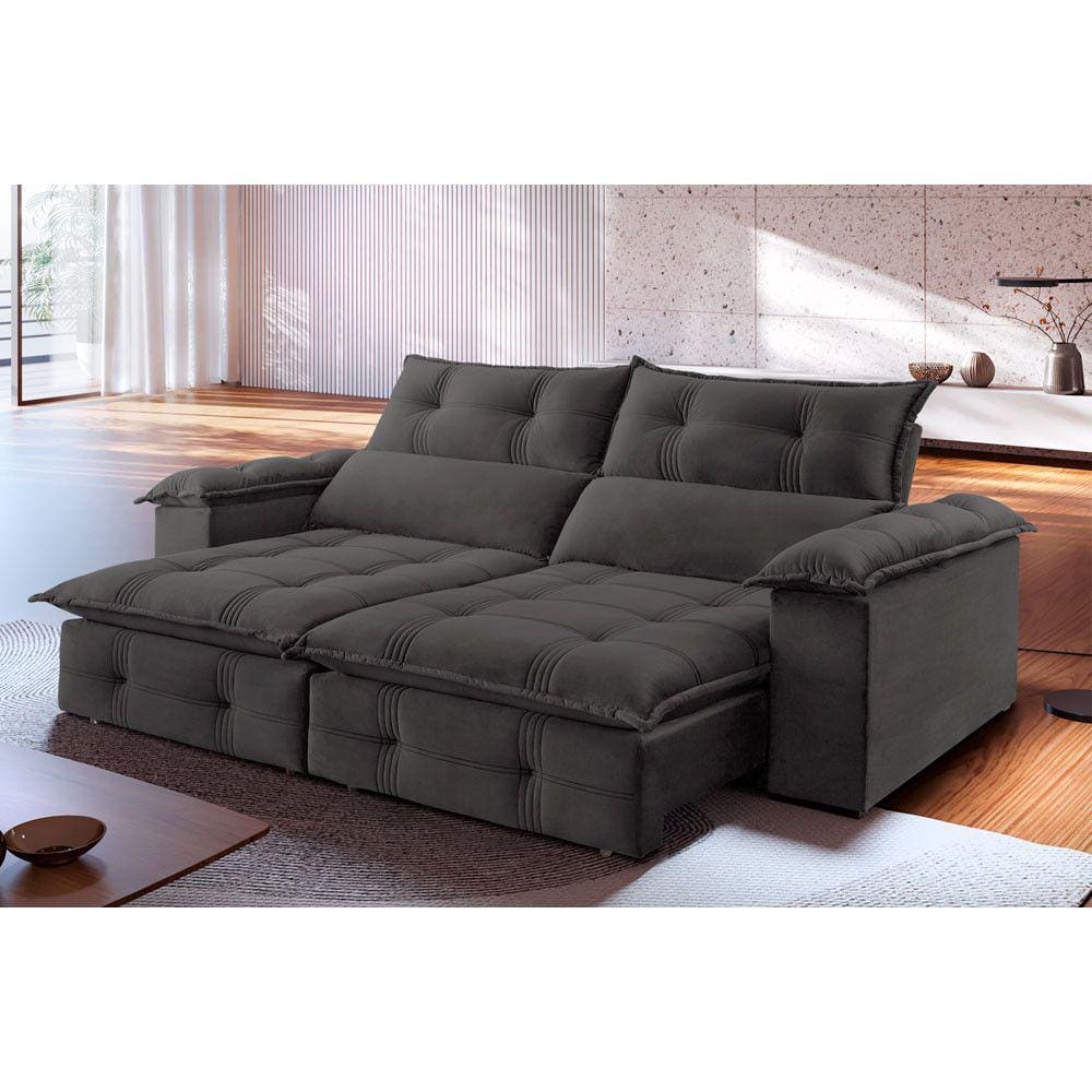 Sofá Retrátil e Reclinável Atlas 2,30m 04 Lugares Mola Ensacada TXR