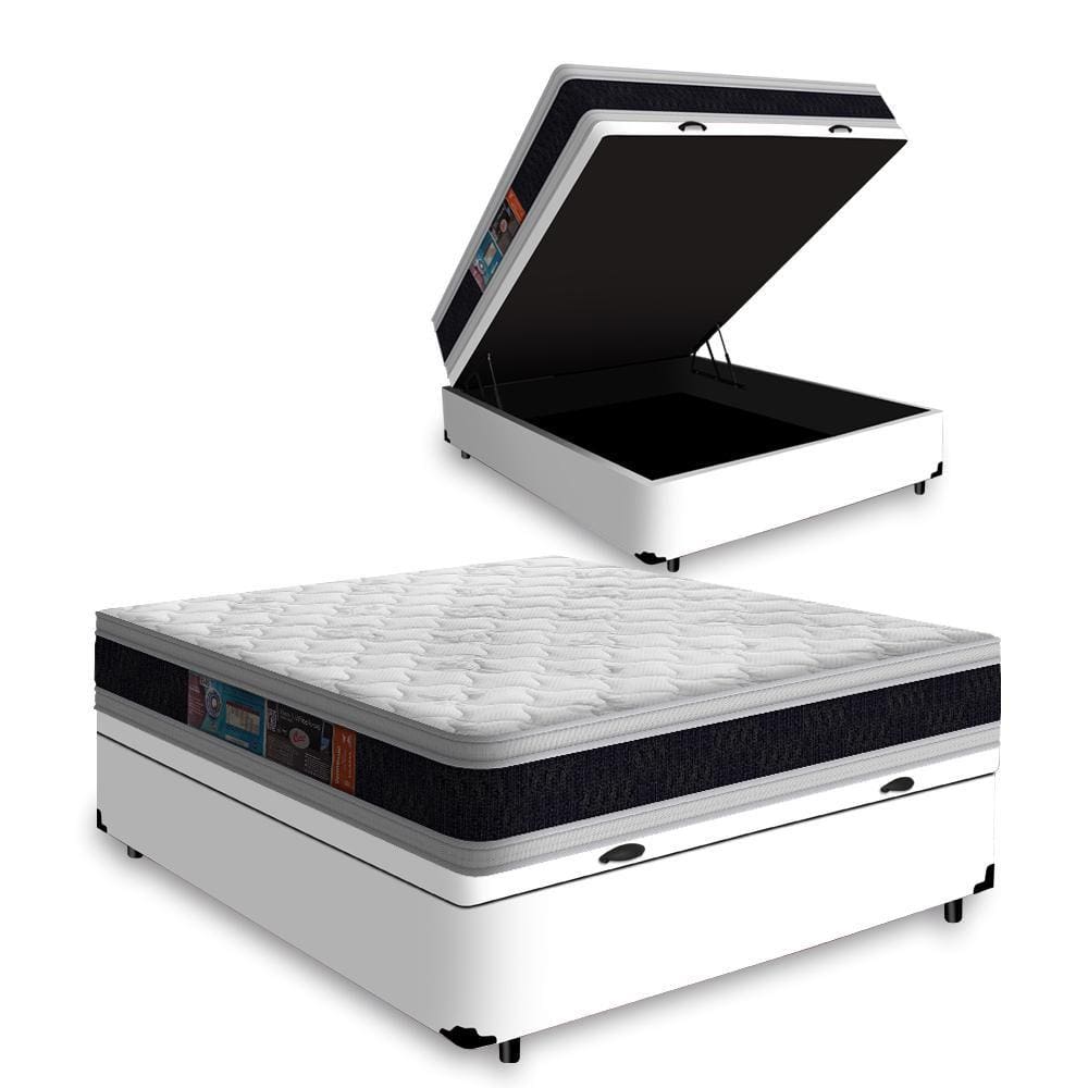 Cama Box Baú Viúva + Colchão De Espuma D45 Castor Black White Double Face 128x188x69cm