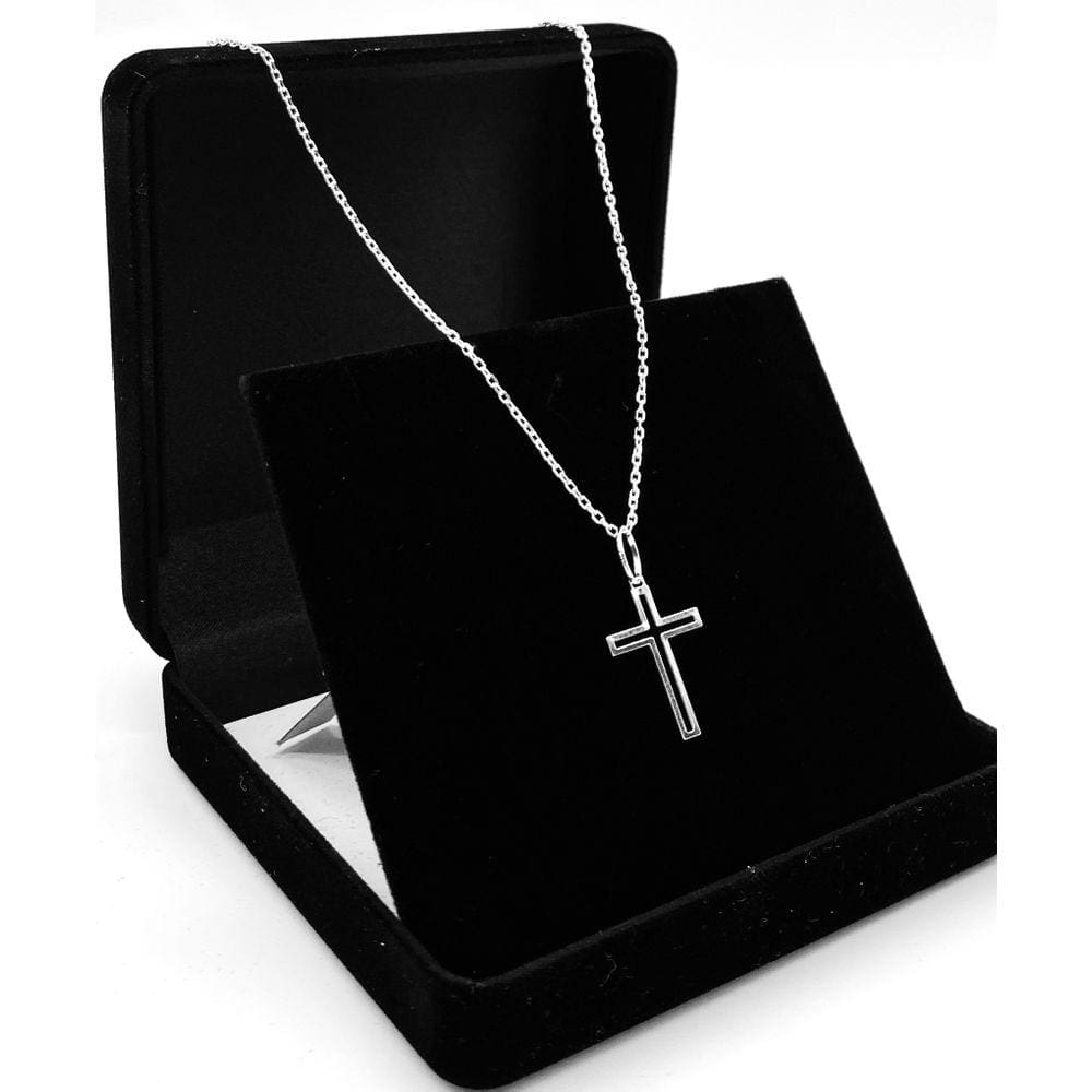 Corrente De Prata 925 Italiana 60cm Pingente Cruz Crucifixo