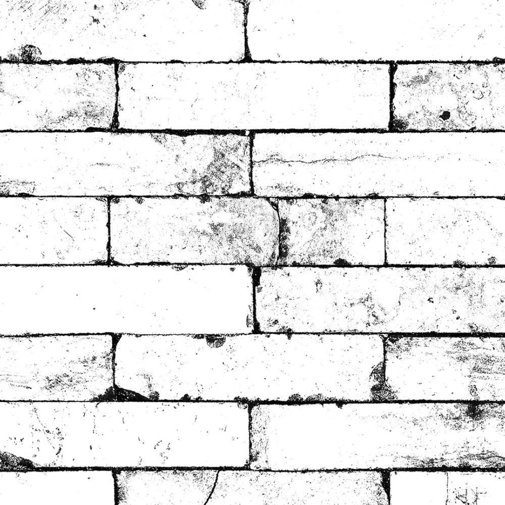 Papel de Parede Essencial Tijolo Branco e Preto ESS1055