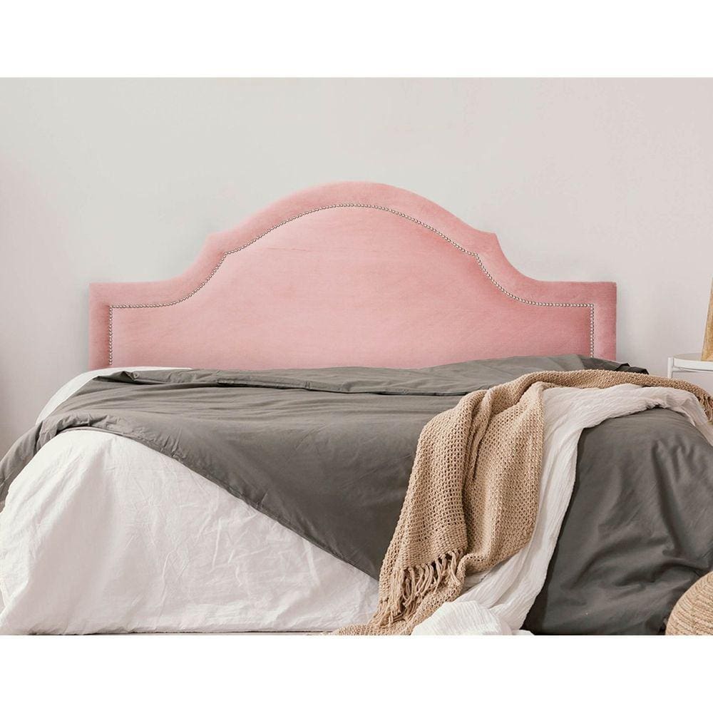 Cabeceira Queen Estofada para Cama Box com Tachas 160x60cm Provençal Luxo Rosê/Prata
