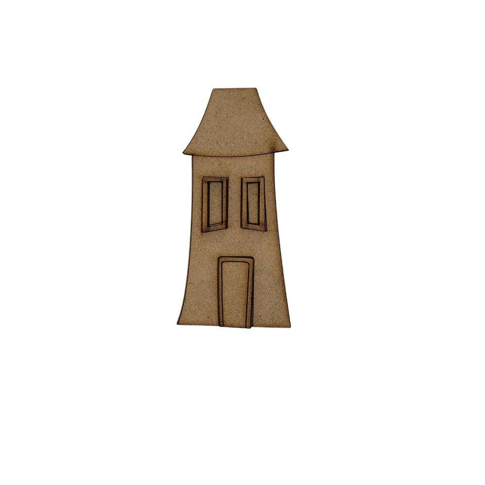Aplique Casa diferente c/aberturas 10cm- Jeito Próprio Artesanato