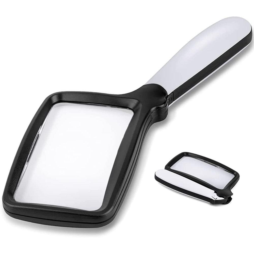 Lupa Portátil Dobrável com Luz, Lente Grande 3X para Leitura com LED Regulável