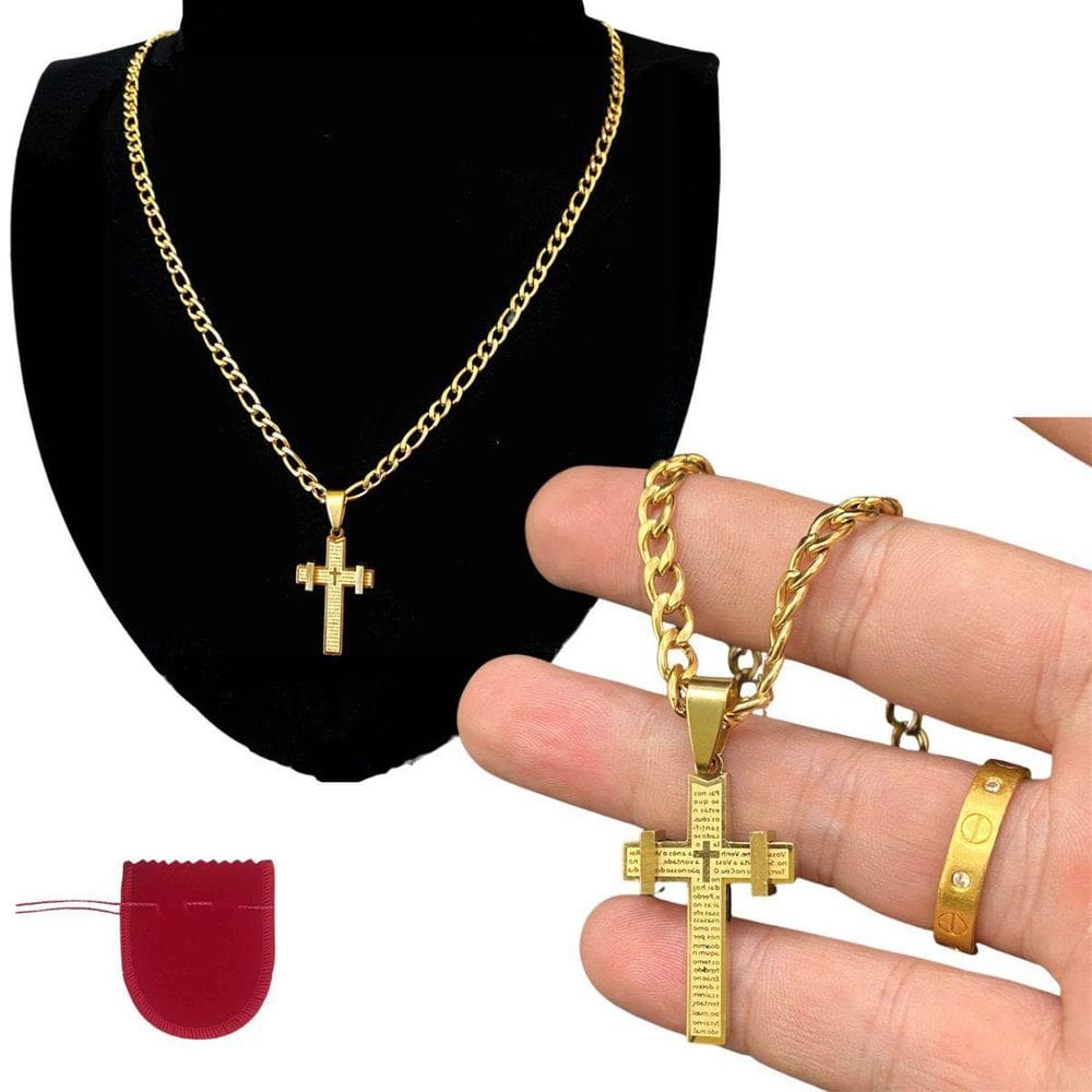 Cordão Corrente Aço Dourado Banhado A Ouro 18K + Pingente