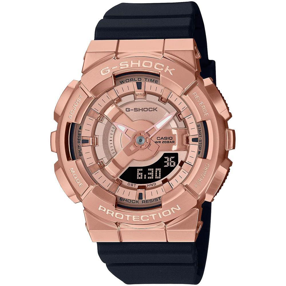 Relógio CASIO G-SHOCK feminino anadigi rose GM-S110PG-1ADR