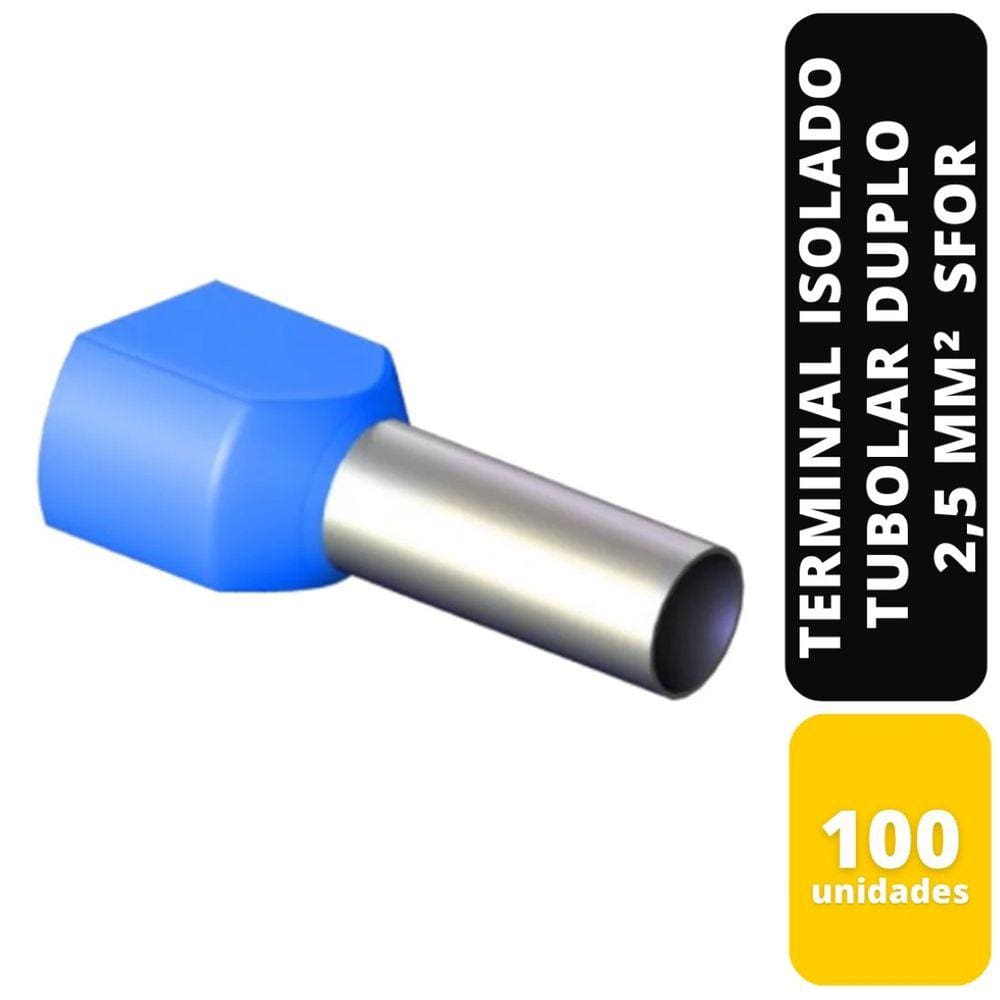 Kit C/100 TERMINAL ISOLADO TUBOLAR DUPLO AZ 2,5 MM² SFOR