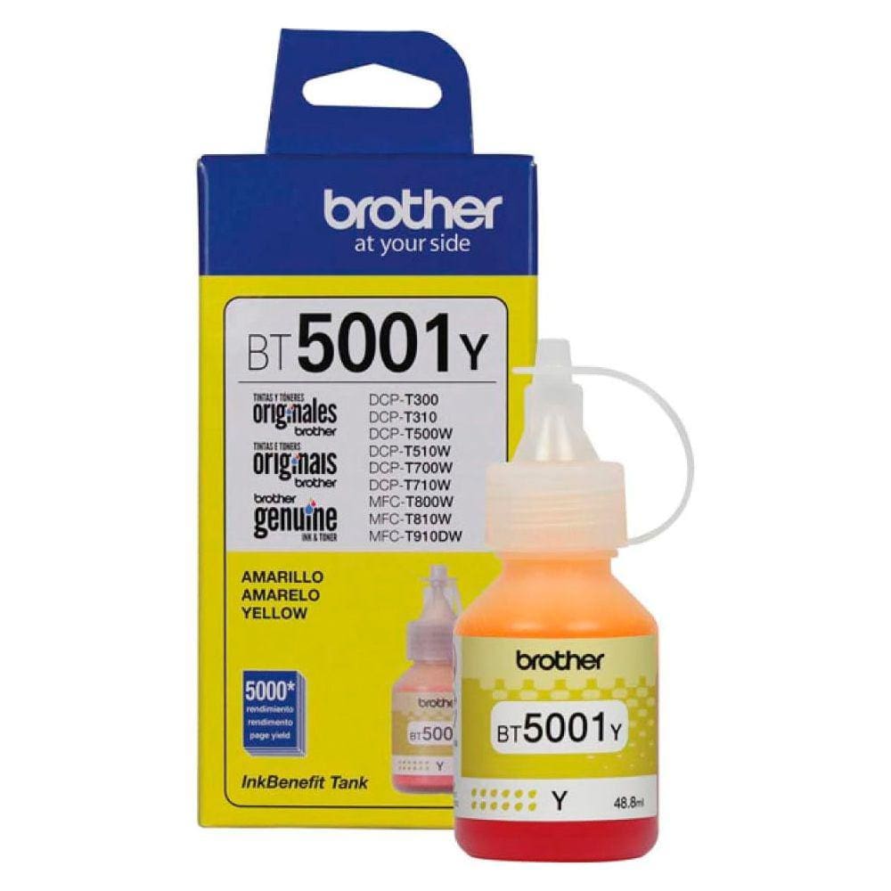 Garrafa de Tinta Compatível Brother BT5001Y Amarela 5.000 Paginas para HL 74000DW DCP T220 T300 T310 T420W T500W T510W