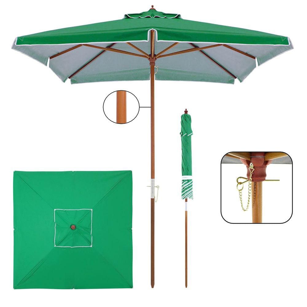 Ombrelone Madeira Quadrado 2x2m Sardenha Guarda Sol Sombreiro Bagum Verde - 303103 Belfix